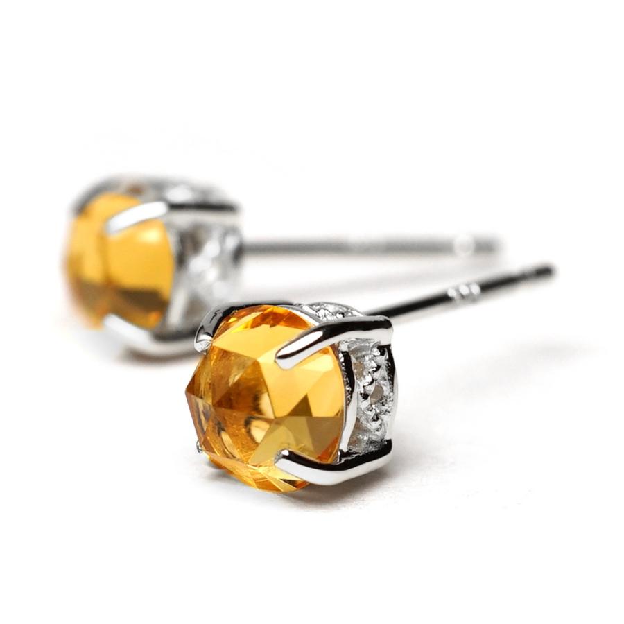 K18 シトリン ローズカット ピアス 美しいく細かいエレガントな