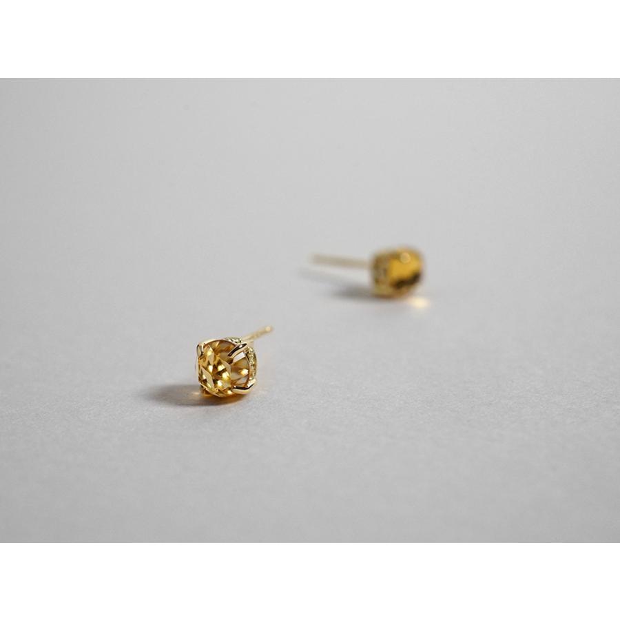 K18 シトリン ローズカット ピアス 美しいく細かいエレガントな