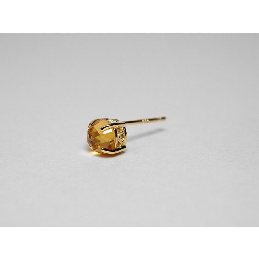K18 シトリン ローズカット ピアス 美しいく細かいエレガントな