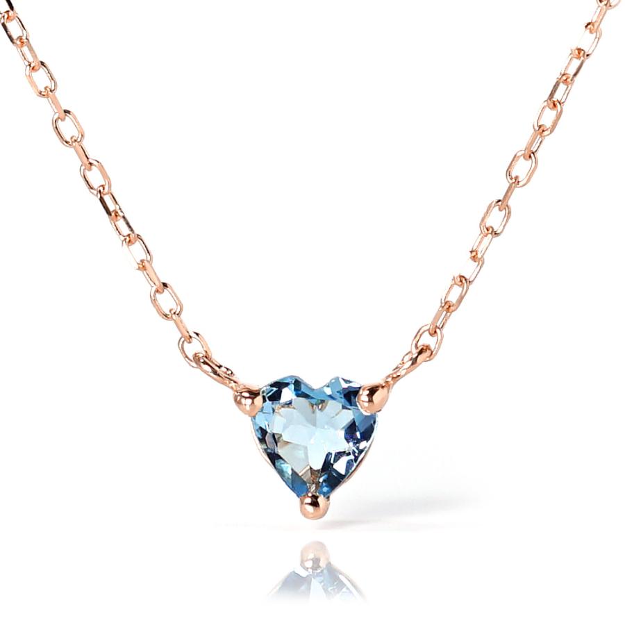 18K ハートシェイプ アクアマリン ネックレス 首飾り 18k 一粒