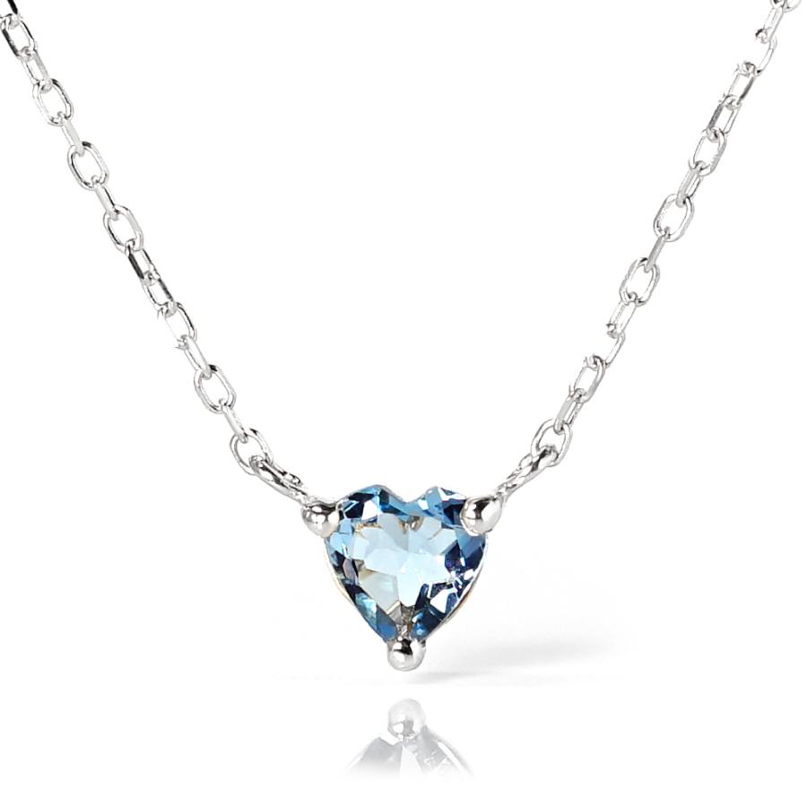 18K ハートシェイプ アクアマリン ネックレス 首飾り 18k 一粒