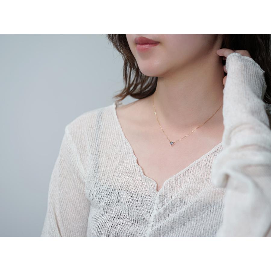 18K ハートシェイプ アクアマリン ネックレス 首飾り 18k 一粒 ペンダント レディース 18金 K18 金属アレルギー対応 rph60065621の画像