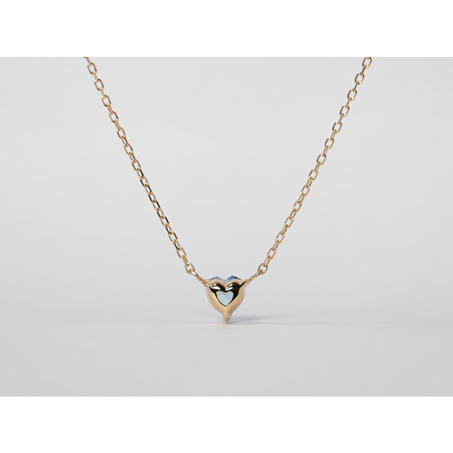 18K ハートシェイプ アクアマリン ネックレス 首飾り 18k 一粒