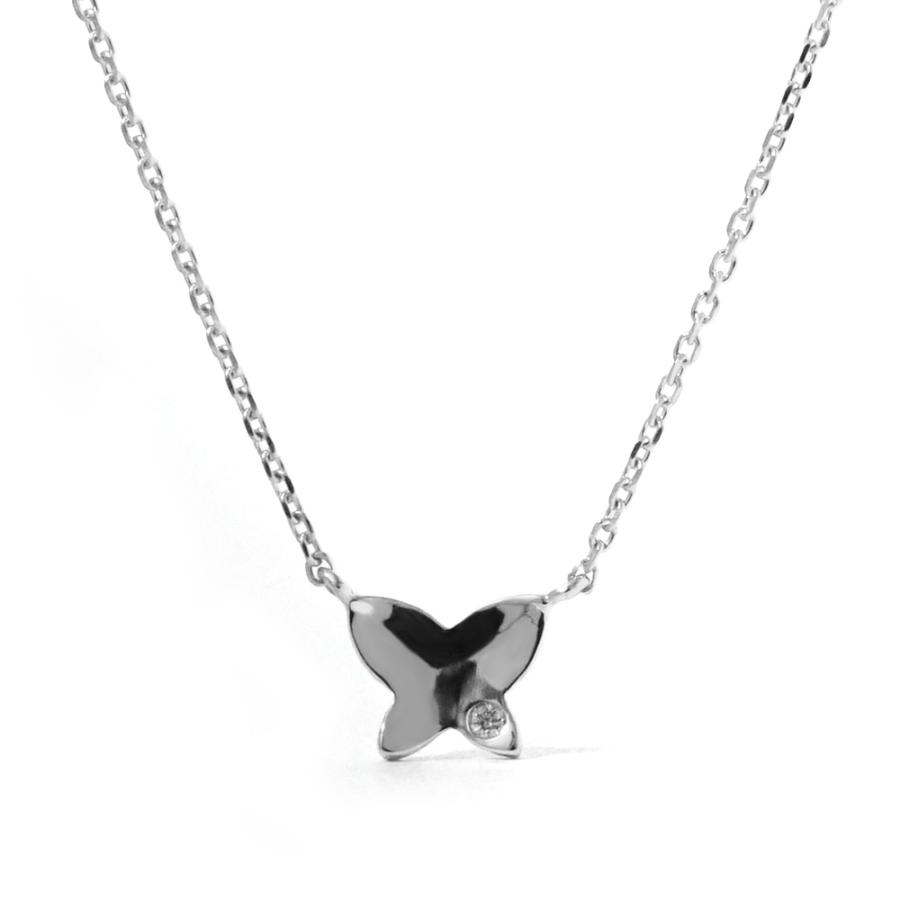 K18 フェミニン バタフライ ダイヤモンド ネックレス レディース 女性