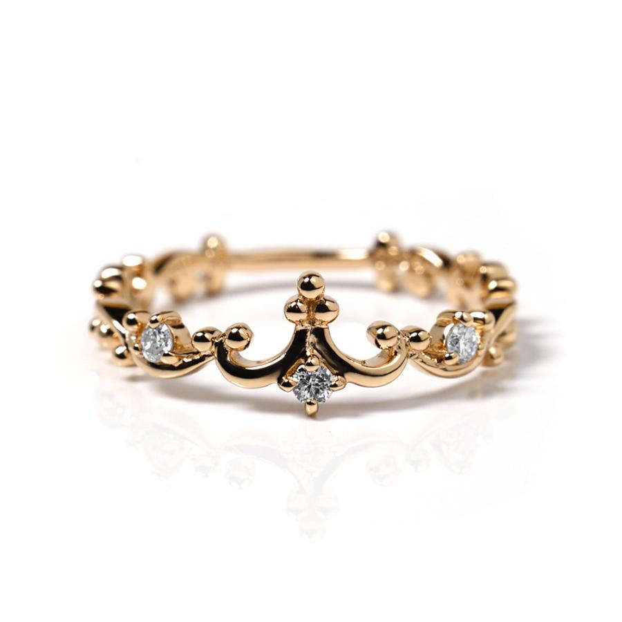 ピンキーリング 18K リング レディース 指輪 ダイヤモンド ティアラ