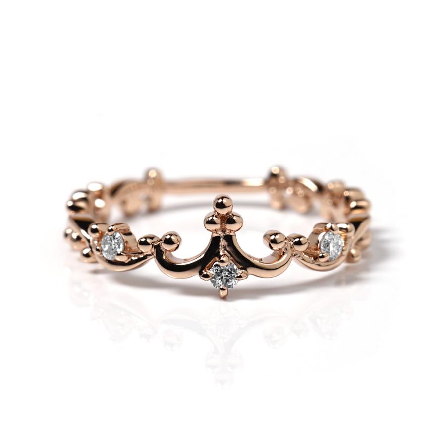 ピンキーリング 18K リング レディース 指輪 ダイヤモンド ティアラ