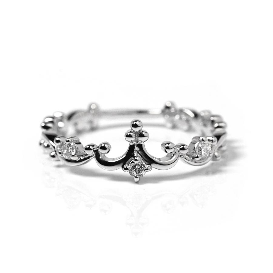 ピンキーリング 18K リング レディース 指輪 ダイヤモンド ティアラ