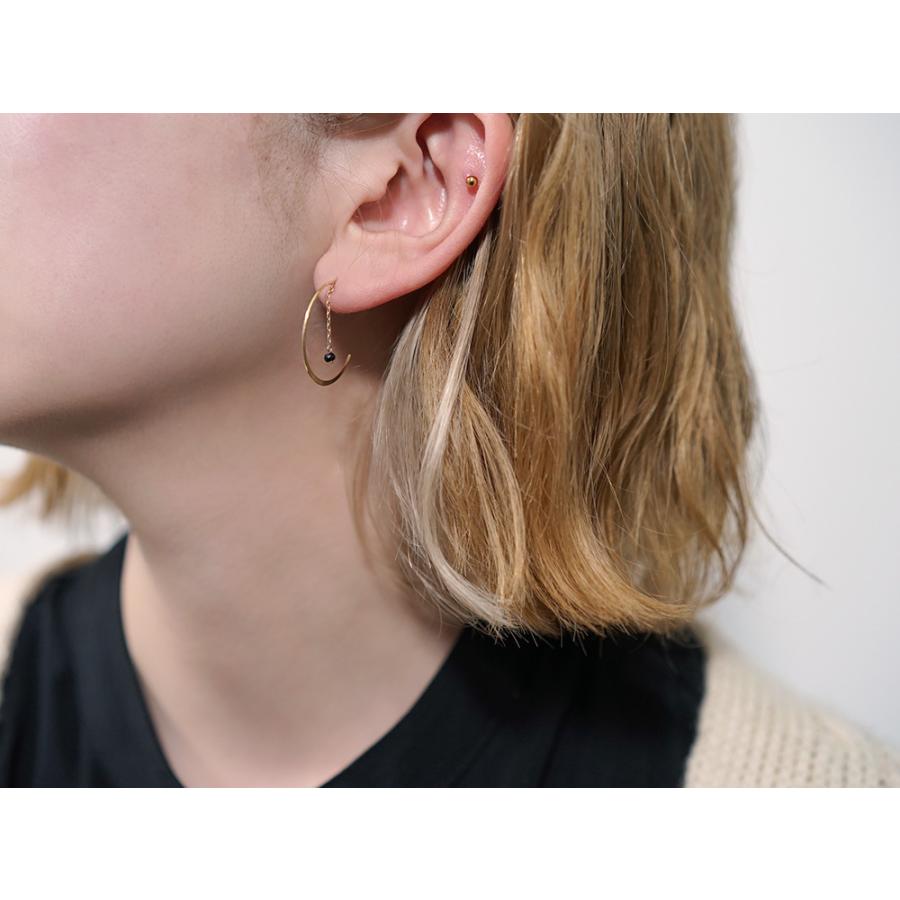 ピアス 18K フープピアス ゆれるピアス ブラックスピネル 揺れるピアス チェーン レディース 18金 K18 プレゼント 送料無料 rpa1884323の画像