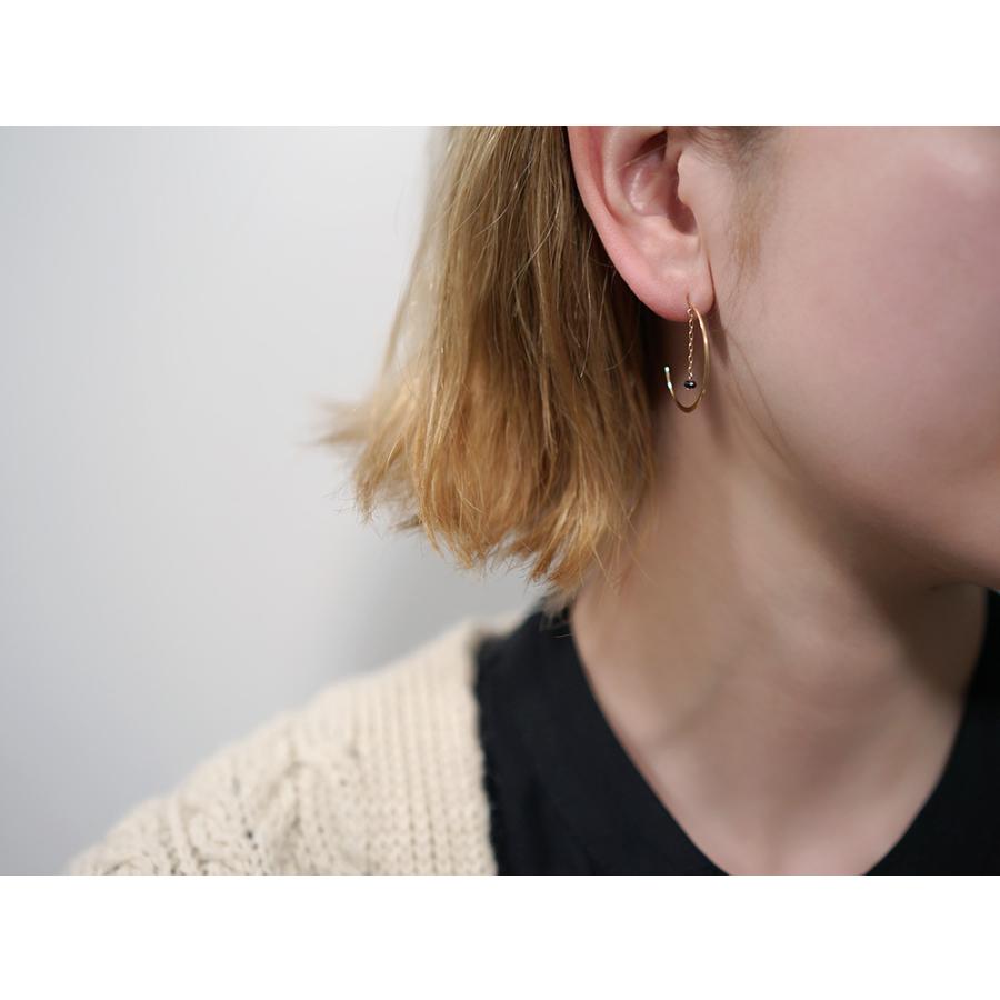 ピアス 18K フープピアス ゆれるピアス ブラックスピネル 揺れるピアス チェーン レディース 18金 K18 プレゼント 送料無料 rpa1884323の画像