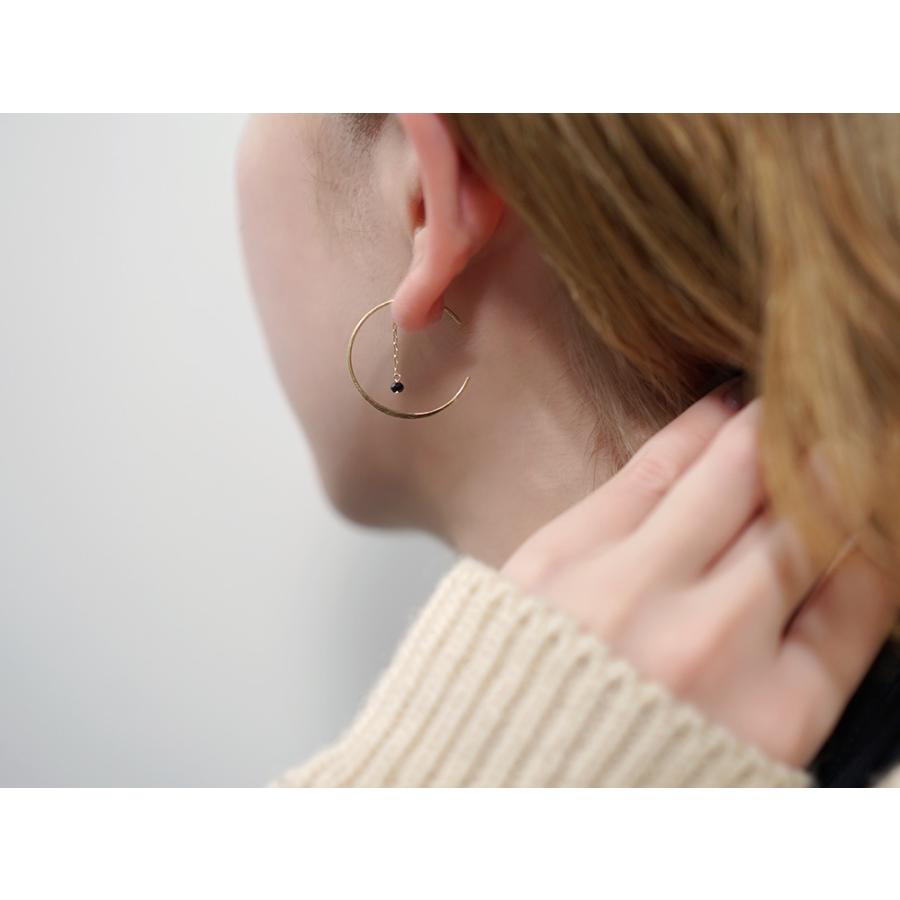 ピアス 18K フープピアス ゆれるピアス ブラックスピネル 揺れるピアス チェーン レディース 18金 K18 プレゼント 送料無料 rpa1884323の画像