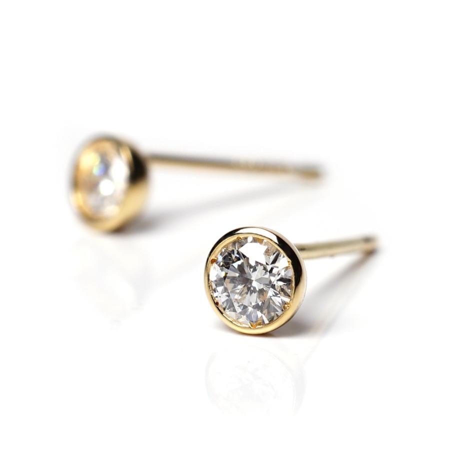 ゴールド ダイヤモンド スタッドピアス 片耳用 K18 ダイヤモンド スタッド ピアス 0.2ct H/SIクラス ダイヤ 18k 18金