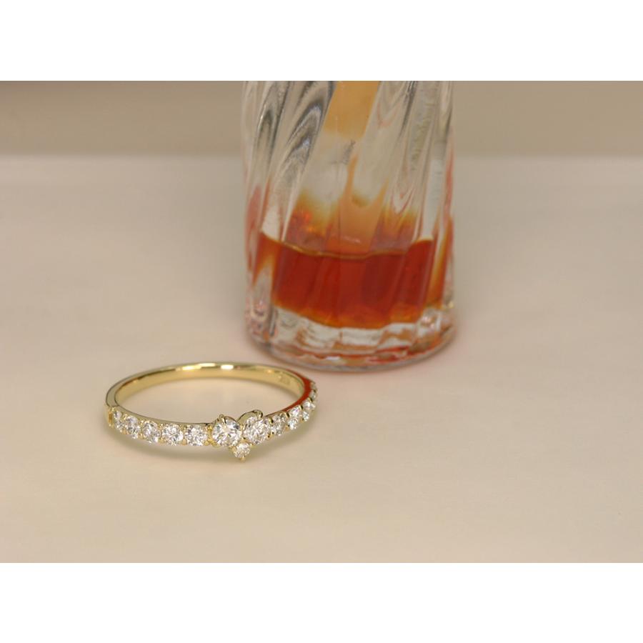 K18 ハートモチーフ ダイヤモンド リング 0.5ct ダイヤ 指輪 18k 18金