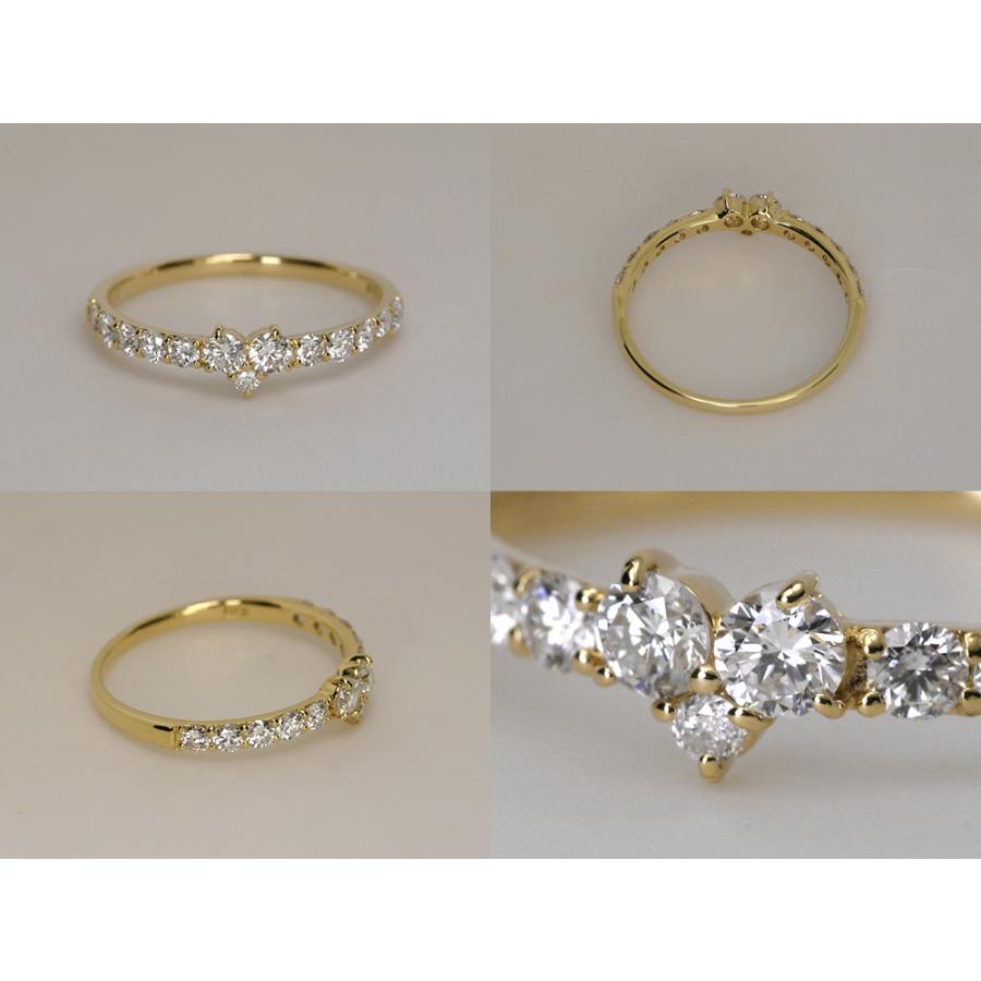 K18 ハートモチーフ ダイヤモンド リング 0.5ct ダイヤ 指輪 18k 18金