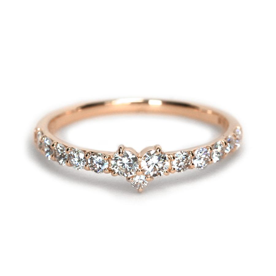 K18 ハートモチーフ ダイヤモンド リング 0.5ct ダイヤ 指輪 18k 18金 
