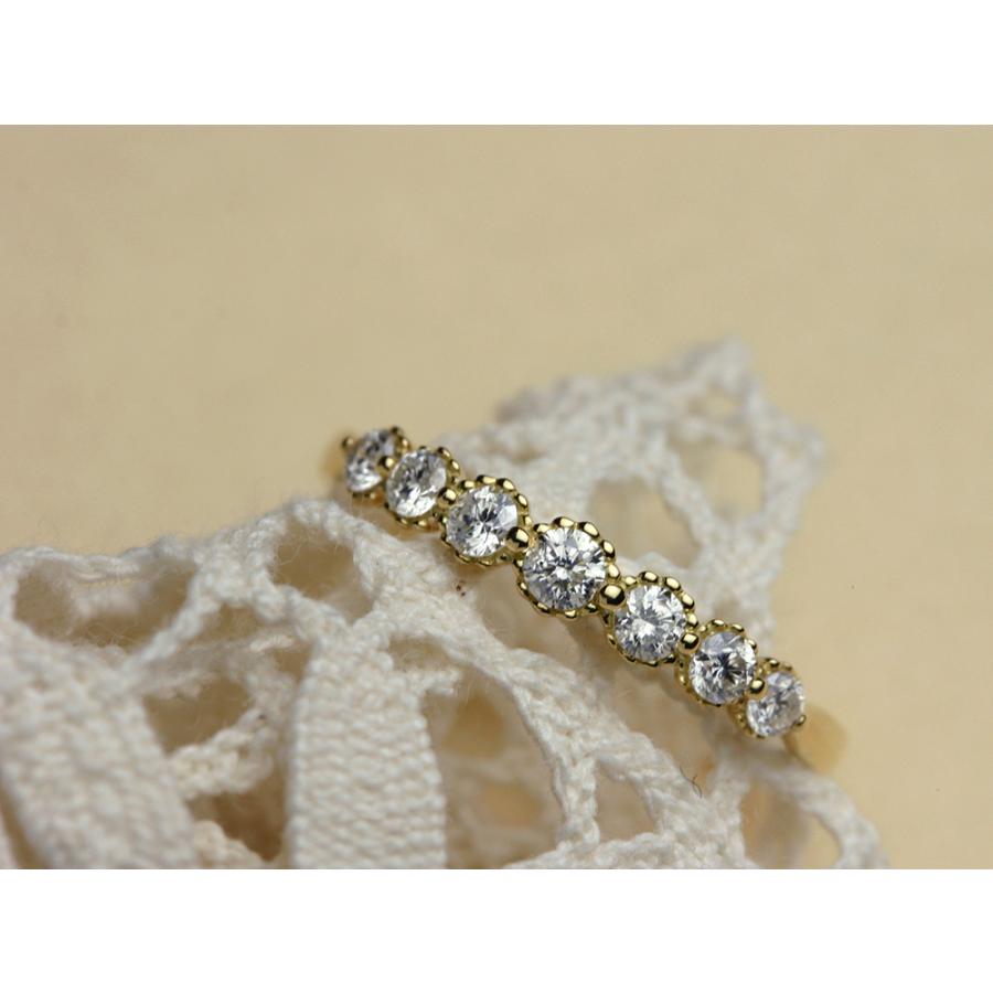 K18 セブン ダイヤモンド リング 0.3ct ダイヤ エタニティ