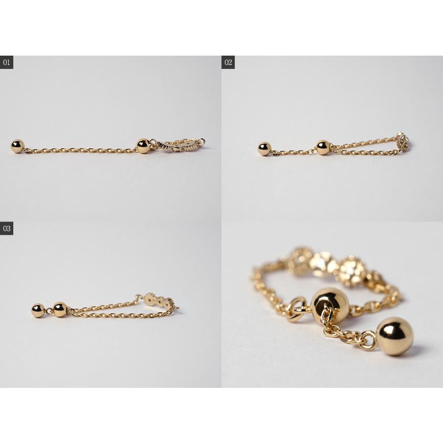 agete　K18　リボンダイヤチェーンリング agete K18 リボンダイヤチェーンリング