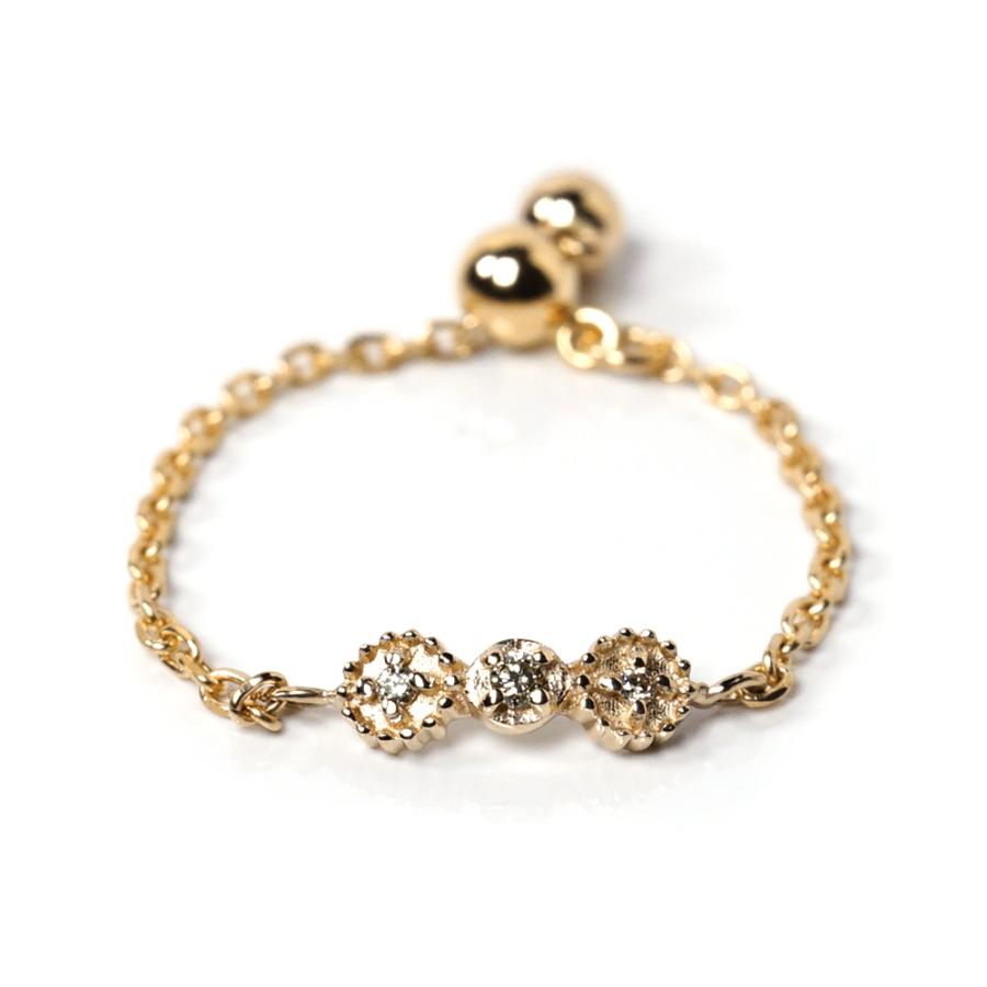 agete　K18　リボンダイヤチェーンリング agete K18 リボンダイヤチェーンリング