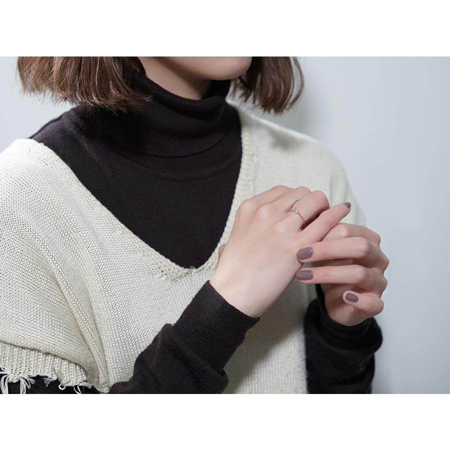 agete　K18　リボンダイヤチェーンリング agete K18 リボンダイヤチェーンリング