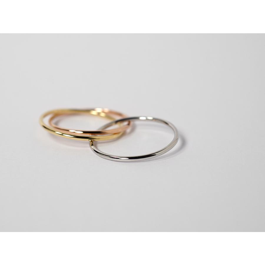 18K リング プラチナ レディース 指輪 3連 トリニティー 鏡面 地金 3