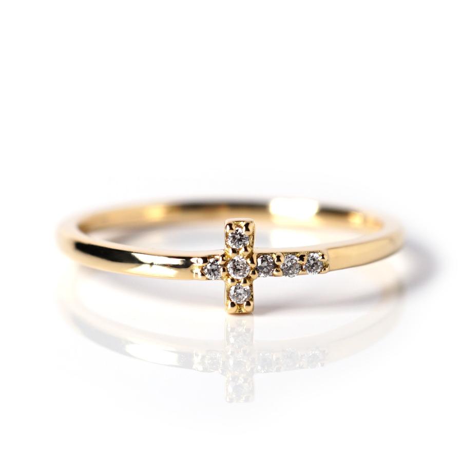18K リング レディース 指輪 ダイヤモンド ベイビー クロス ダイヤ