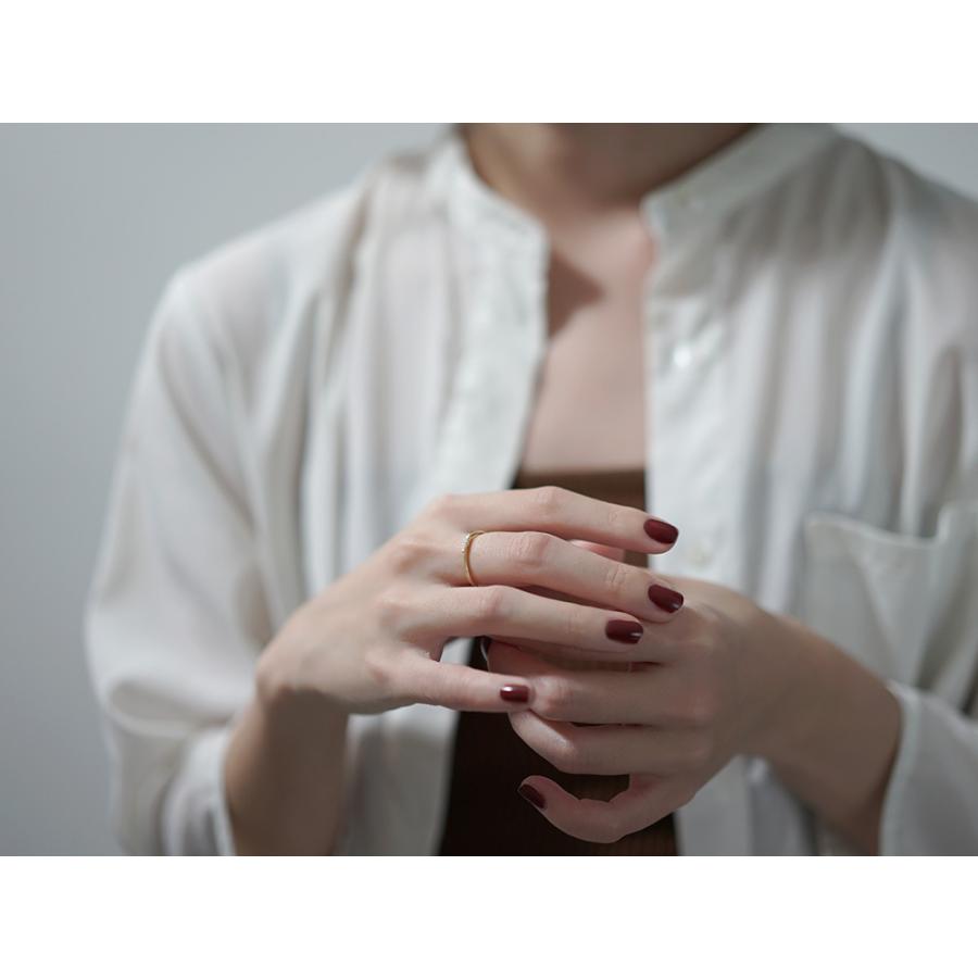 K18 ダイヤモンド ミルグレイン リング フェミニンなスタックリング