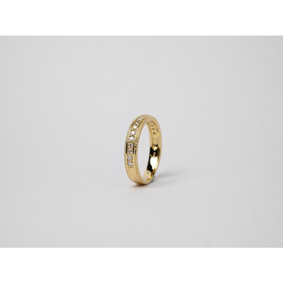 18K リング レディース 指輪 ミル打ち ダイヤモンド ダイヤ