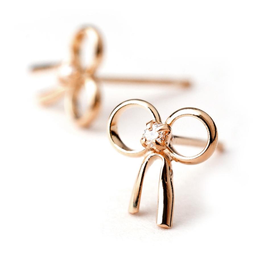 ピアス 18K リボンピアス ダイヤモンド リボン アクセサリー ピアス 18K リボンピアス ダイヤモンド リボン アクセサリー