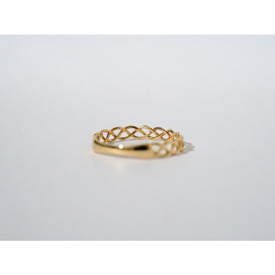 K18 ミツアミ リング 優しく編み上げたふんわりミツアミ K18 リング 地金 指輪 ring 18k 重ね付け レース 地金リング 18金 ゴールド rpaub10422の画像