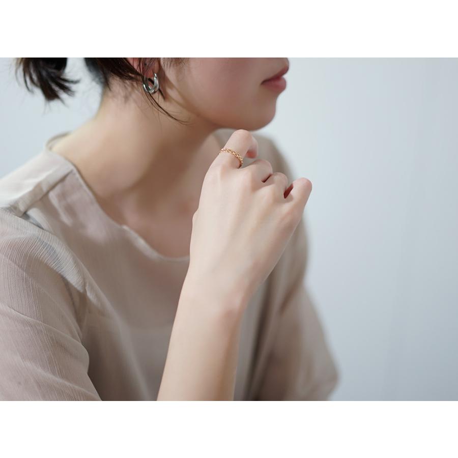 K18 ミツアミ リング 優しく編み上げたふんわりミツアミ K18 リング 地金 指輪 ring 18k 重ね付け レース 地金リング 18金 ゴールド rpaub10422の画像
