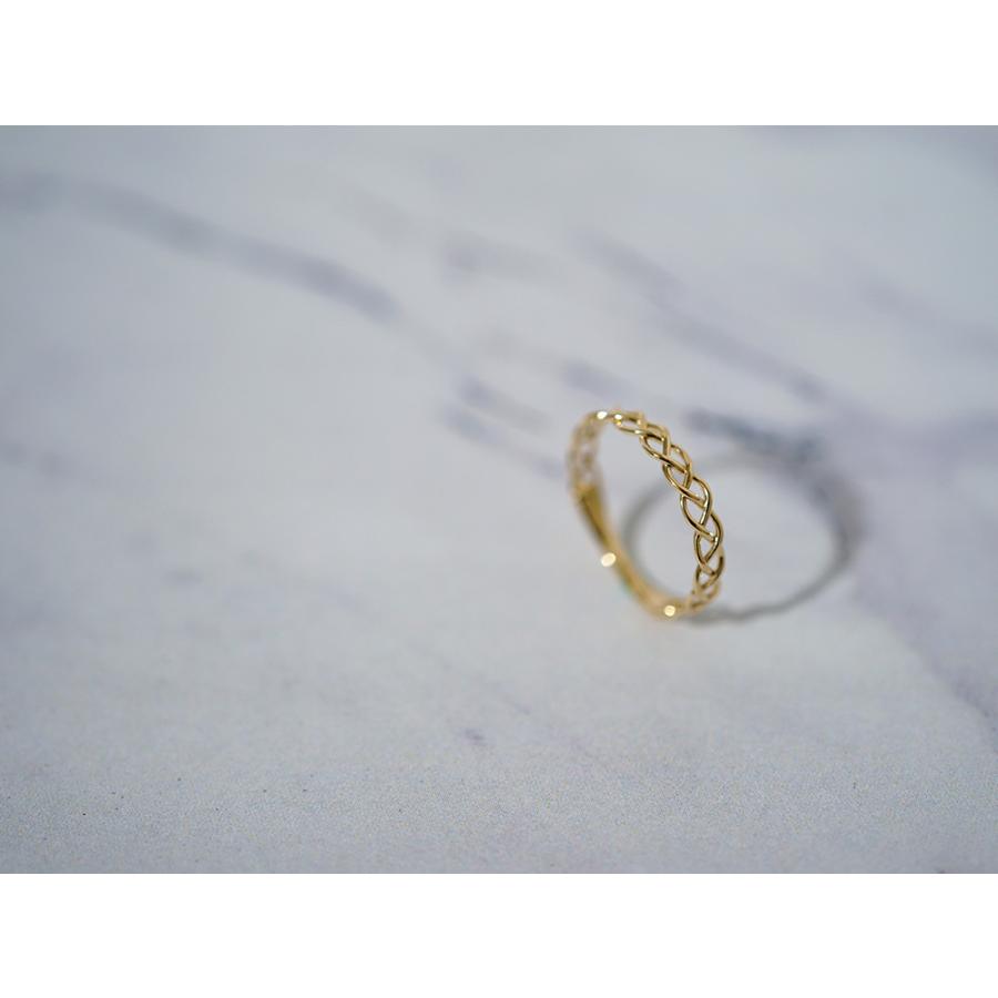 K18 ミツアミ リング 優しく編み上げたふんわりミツアミ K18 リング 地金 指輪 ring 18k 重ね付け レース 地金リング 18金 ゴールド rpaub10422の画像