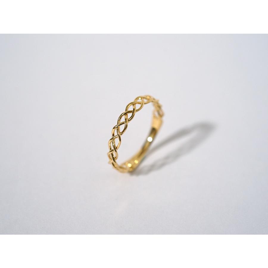 K18 ミツアミ リング 優しく編み上げたふんわりミツアミ K18 リング 地金 指輪 ring 18k 重ね付け レース 地金リング 18金 ゴールド rpaub10422の画像