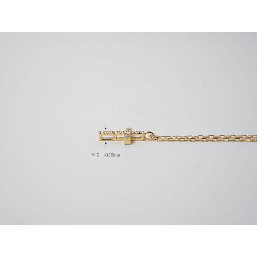 18K フィーユ ダイヤモンド クロス ネックレス 首飾り 18k ペンダント レディース 18金 K18 金属アレルギー対応 プレゼント rpa5064521の画像