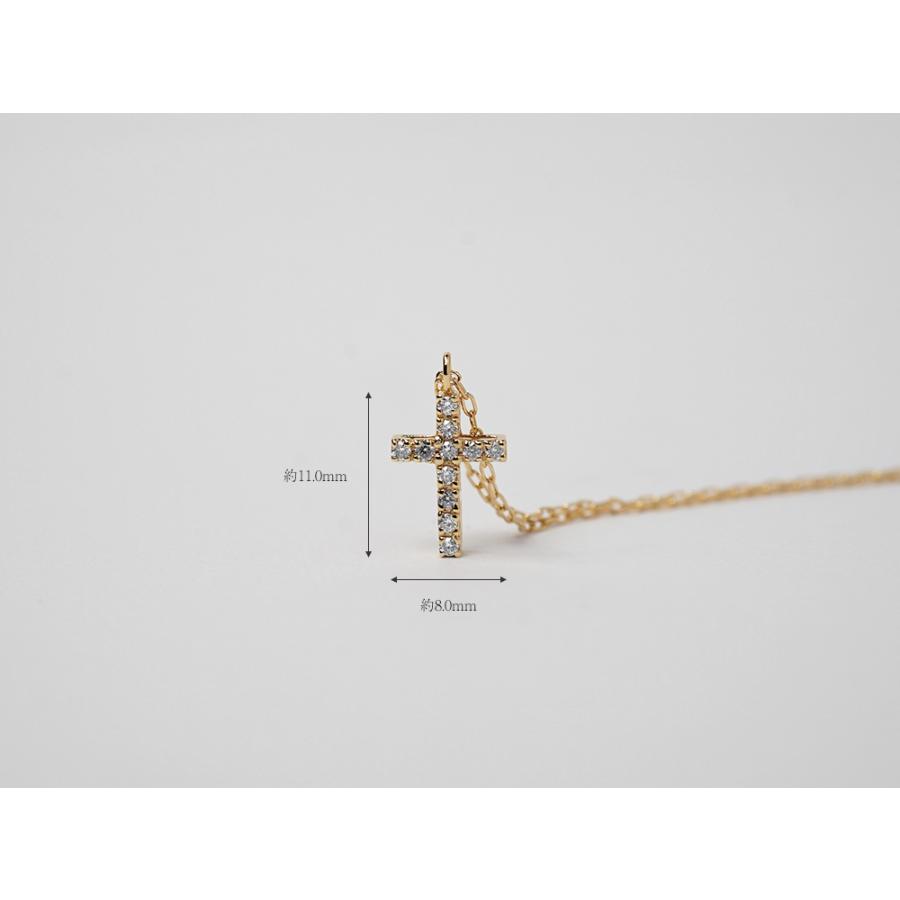18K フィーユ ダイヤモンド クロス ネックレス 首飾り 18k ペンダント