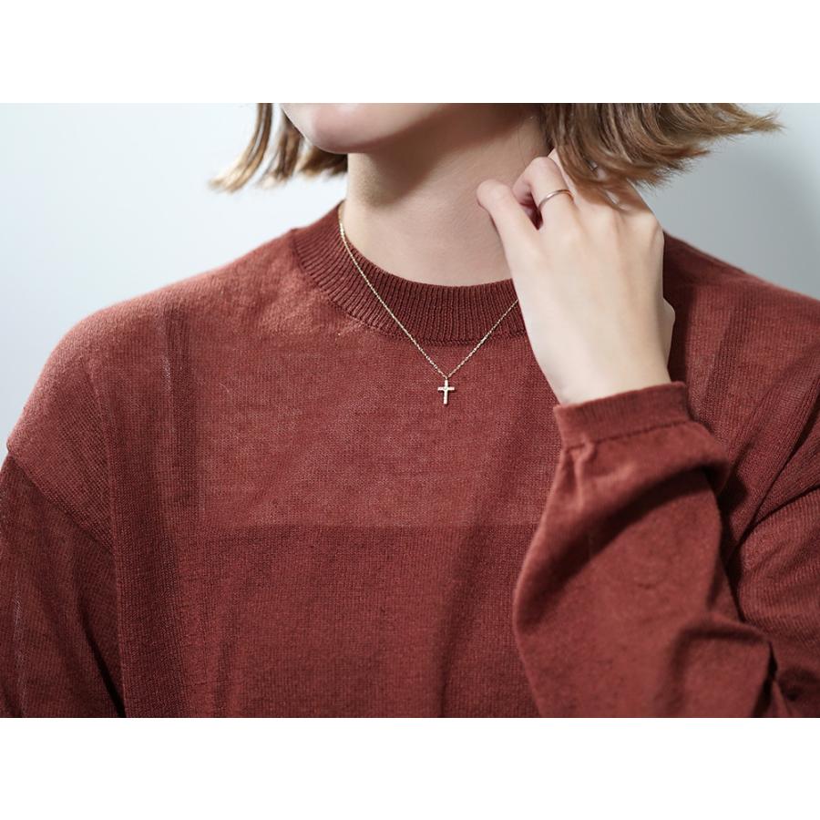 18K フィーユ ダイヤモンド クロス ネックレス 首飾り 18k ペンダント レディース 18金 K18 金属アレルギー対応 プレゼント rpa5064521の画像