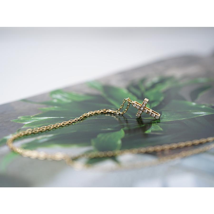 18K フィーユ ダイヤモンド クロス ネックレス 首飾り 18k ペンダント レディース 18金 K18 金属アレルギー対応 プレゼント rpa5064521の画像
