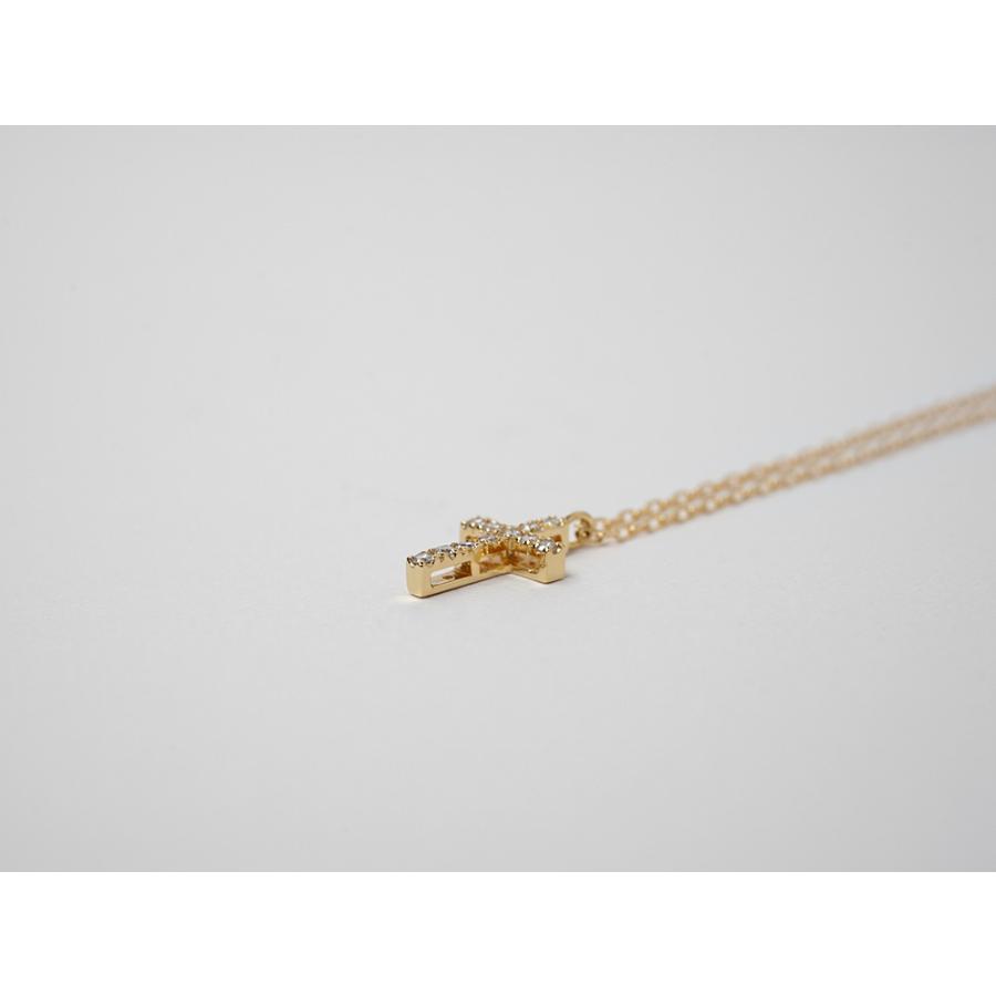 18K フィーユ ダイヤモンド クロス ネックレス 首飾り 18k ペンダント レディース 18金 K18 金属アレルギー対応 プレゼント rpa5064521の画像