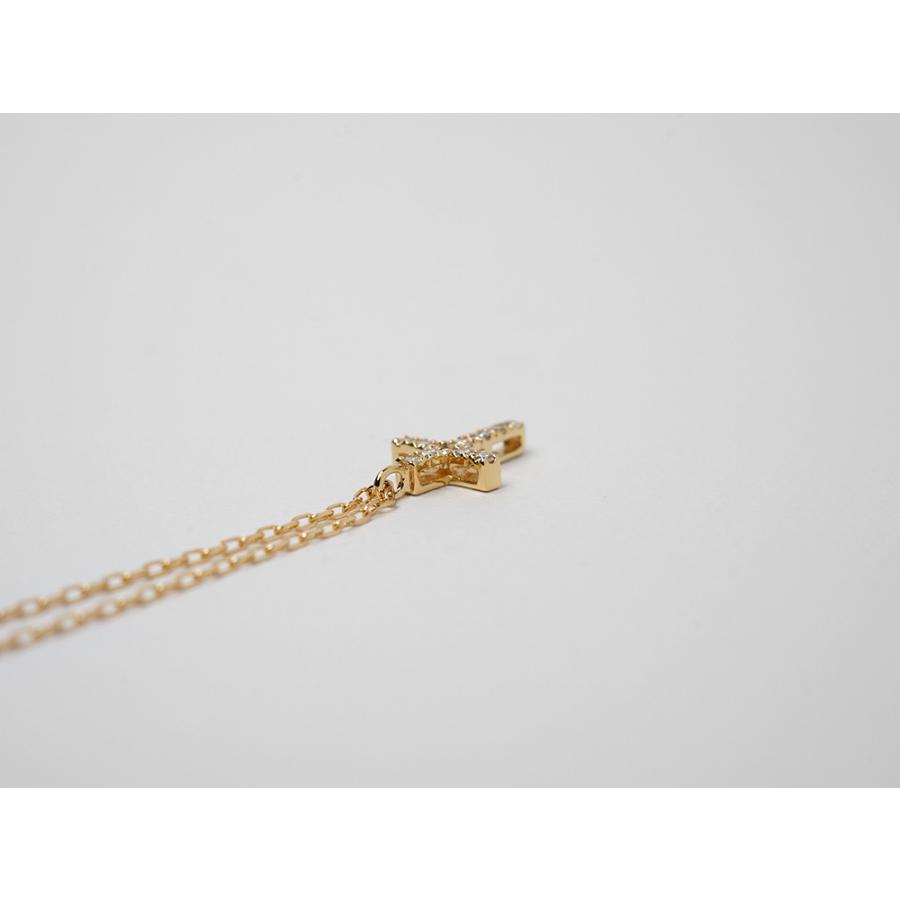 18K フィーユ ダイヤモンド クロス ネックレス 首飾り 18k ペンダント レディース 18金 K18 金属アレルギー対応 プレゼント rpa5064521の画像