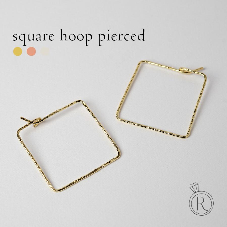 K18 極細 スクエア型フープピアス K18 スクエア フープ ピアス 四角形で手軽にお洒落を K18