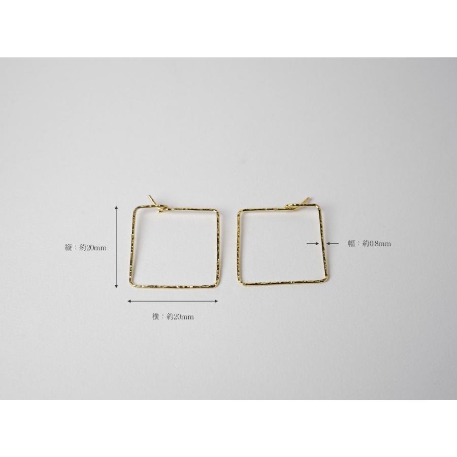 11/28午後値上げ実施】 K18 スクエア フープ ピアス 四角形で