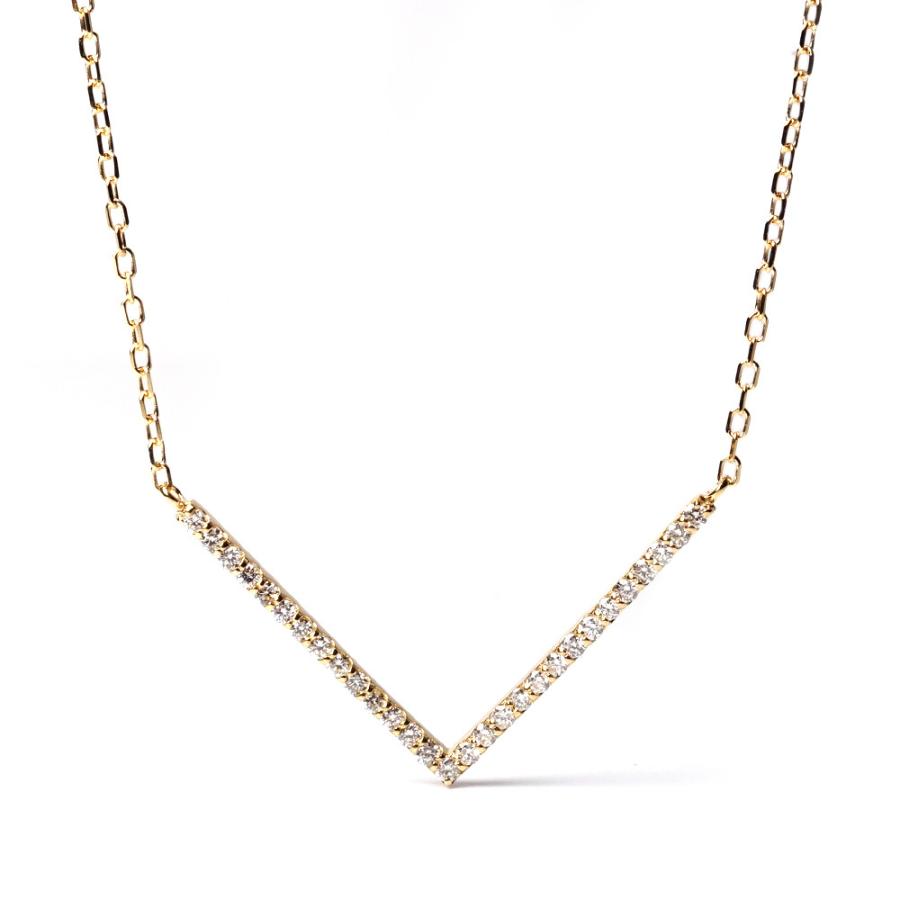 ダイヤモンド ネックレス レディース 18K Ｖ字 18k ペンダント 18金 K18 金属アレルギー対応 プレゼント 送料無料 rph66368721の画像