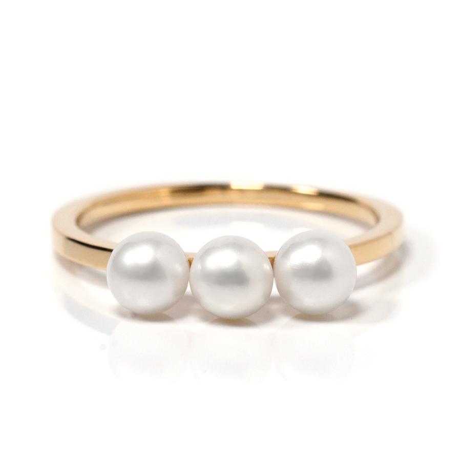 18K リング レディース 指輪 ココン パール みっつだけの。真珠 18金