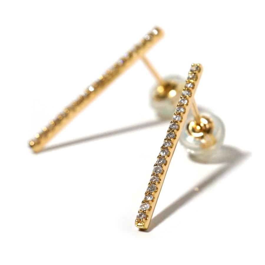 K18 リーニュ ダイヤモンド ピアス 細かく上品なピアス。 ダイヤ 18k
