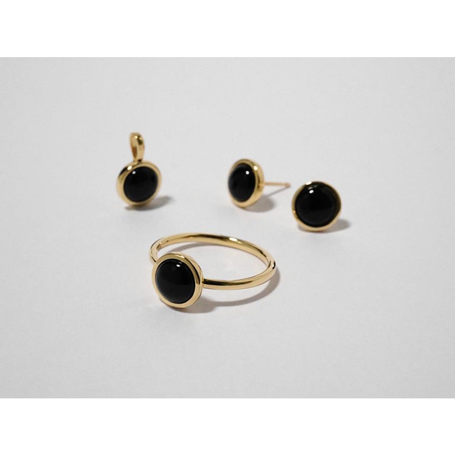 ▫︎◼︎2954◼︎▫︎カーキ×ブラックリングピアス/aaacccu K18 エクリプス ピアス ナチュラルで美しく際立つ黒、ブラックオニキス