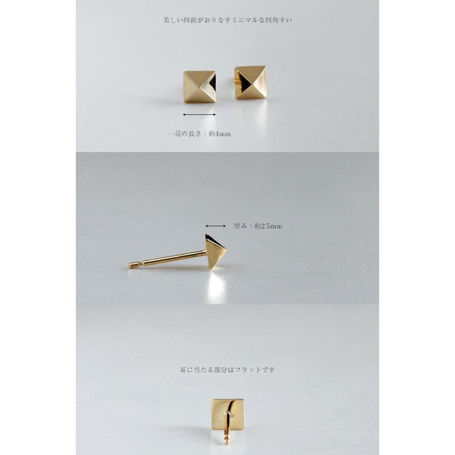 K18 ピアス レディース ペア スタッズピアス 四角 三角 丸 女性用 四