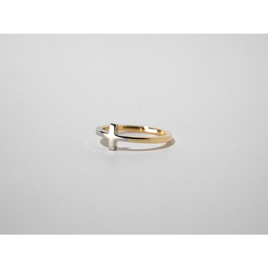 K18/Pt ベイビー クロス リング コンビ レディース 18金 18k K18/Pt ベイビー クロス リング コンビ レディース 18金 18k