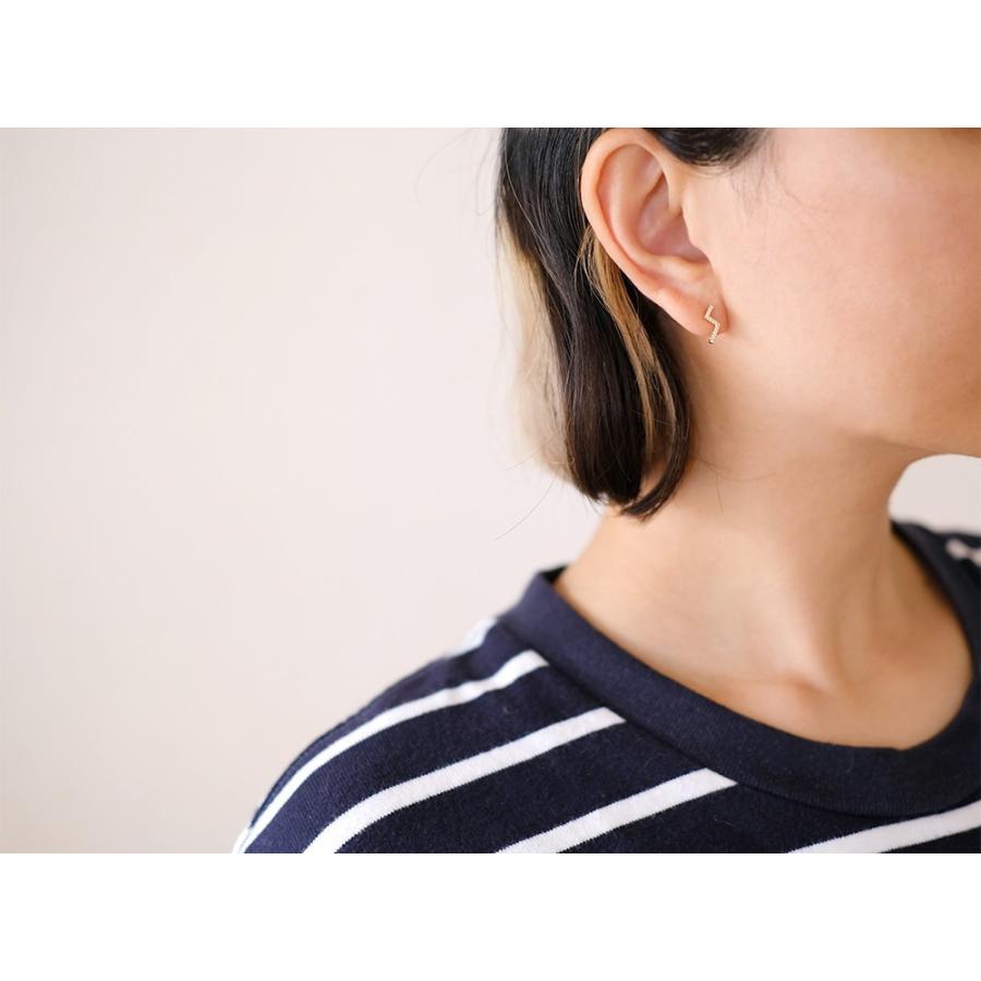 4/3午後値上げ実施】 K18 イナズマ ダイヤモンド ピアス レディース 雷  