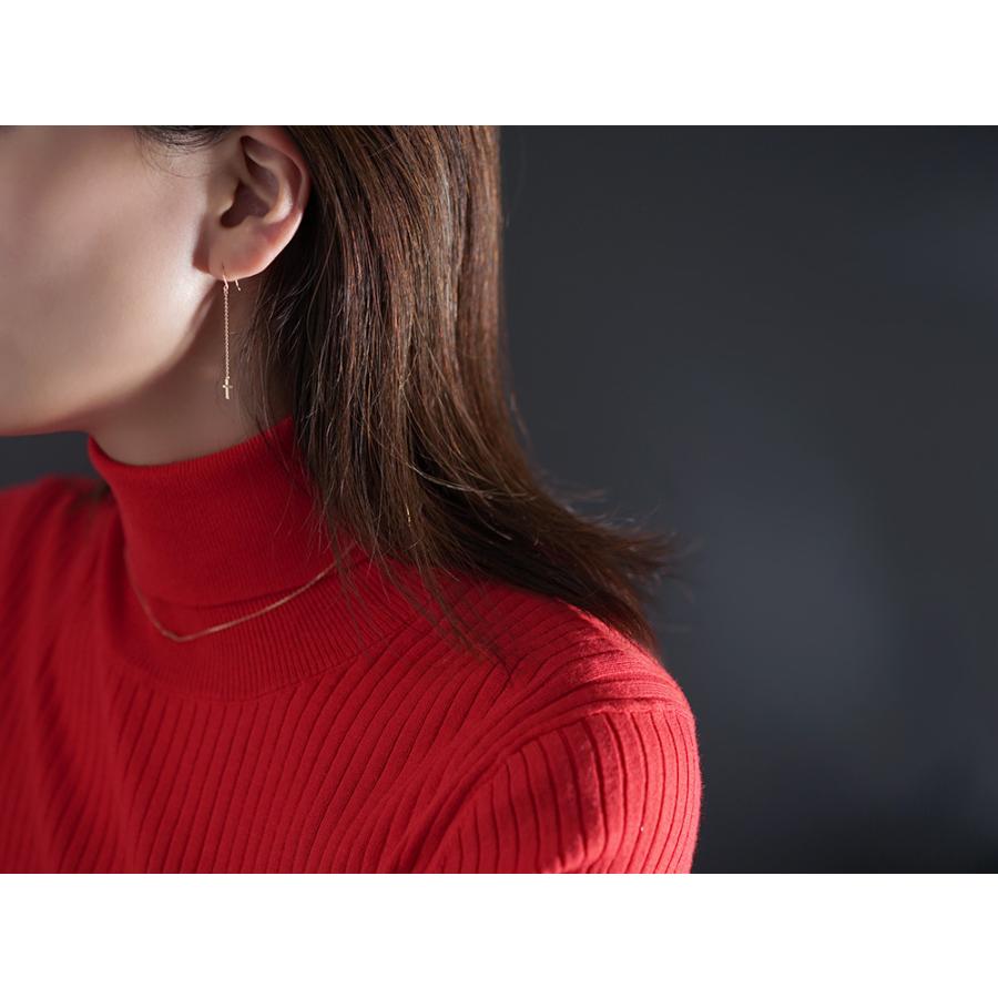 K18 ベイビークロス チェーン ピアス レディース フックピアス 18k 18