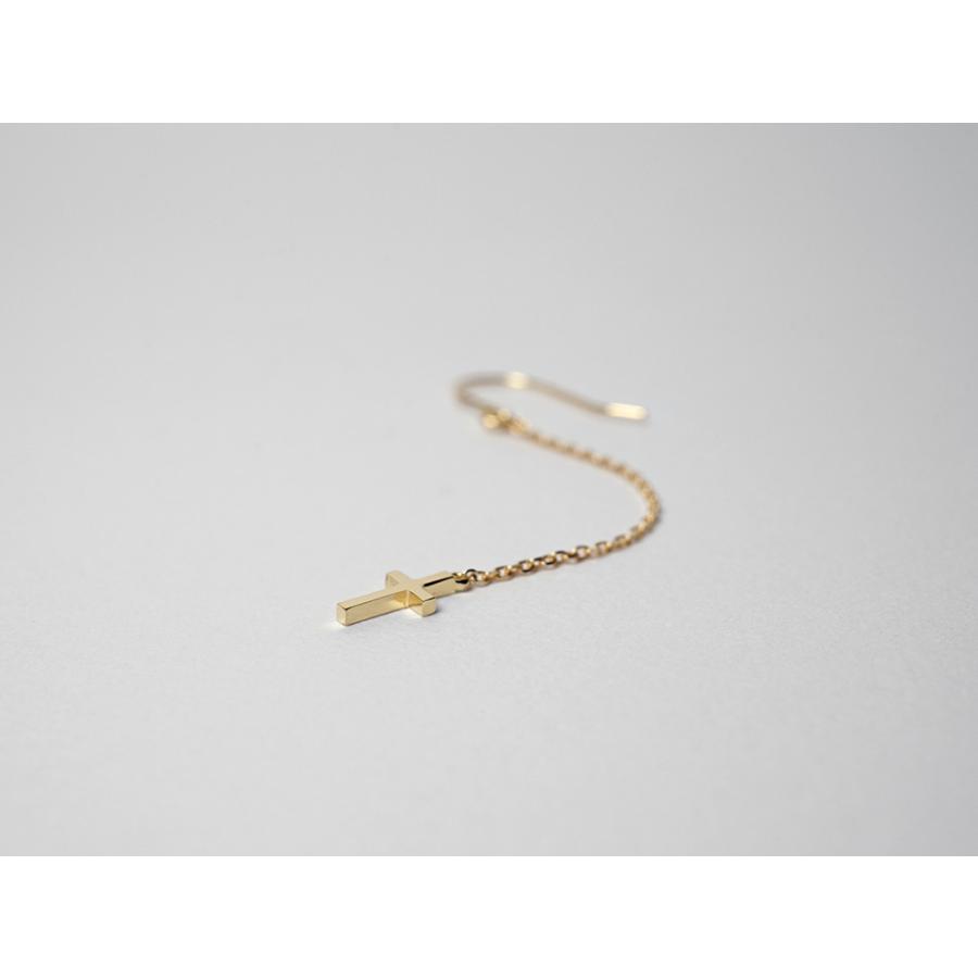 K18 ベイビークロス チェーン ピアス レディース フックピアス 18k 18