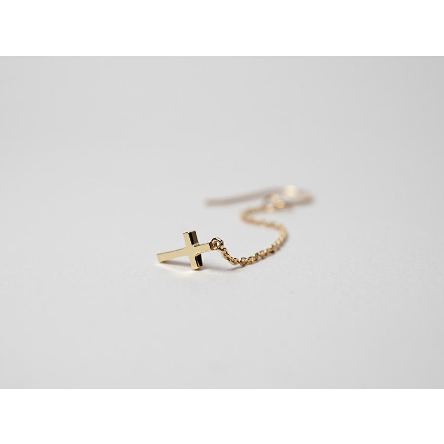 K18 ベイビークロス チェーン ピアス レディース フックピアス 18k 18
