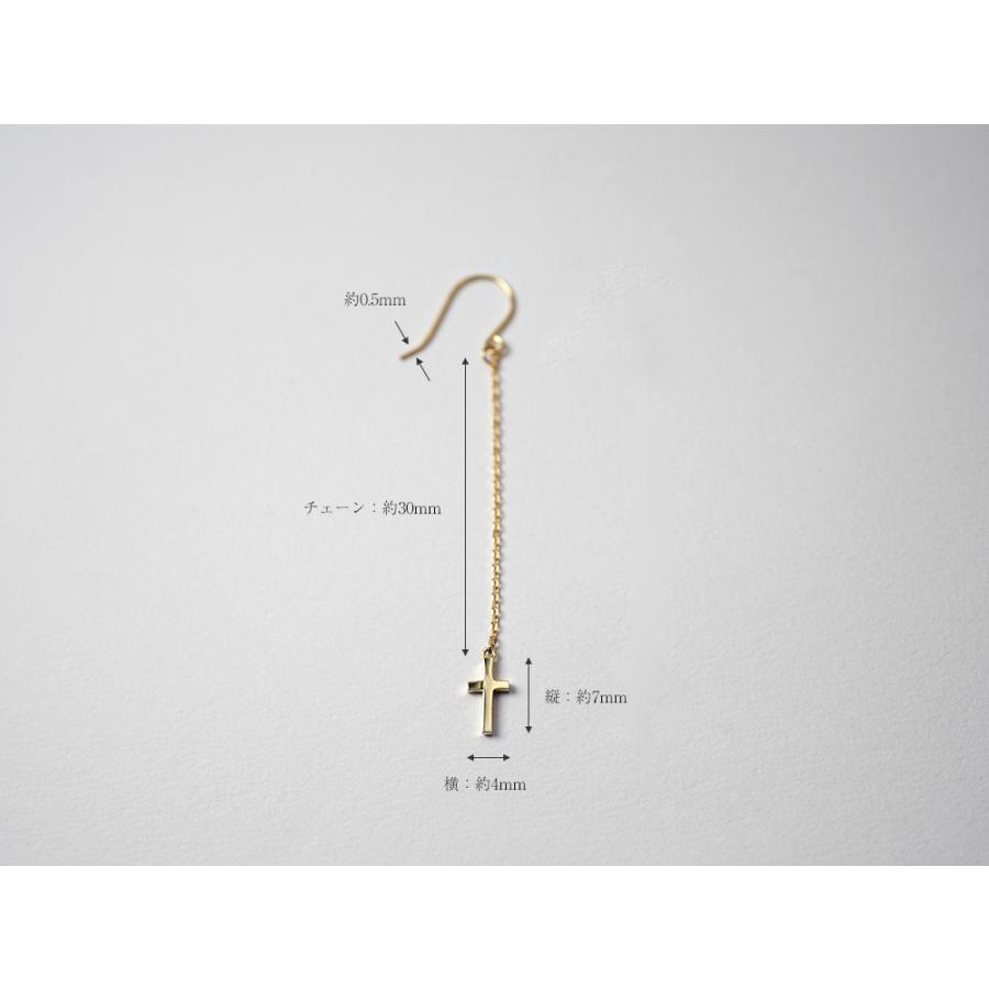 K18 ベイビークロス チェーン ピアス レディース フックピアス 18k 18
